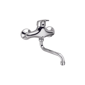 Wall mounted single lever sink mixer with "S" swivel spout - FROMAC 2080