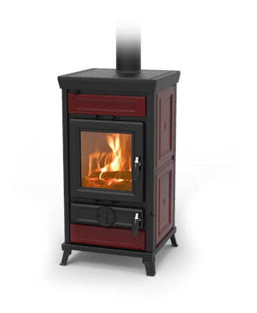 Wood stove - THERMOROSSI Ilaria Maiolica - Available in burgundy!